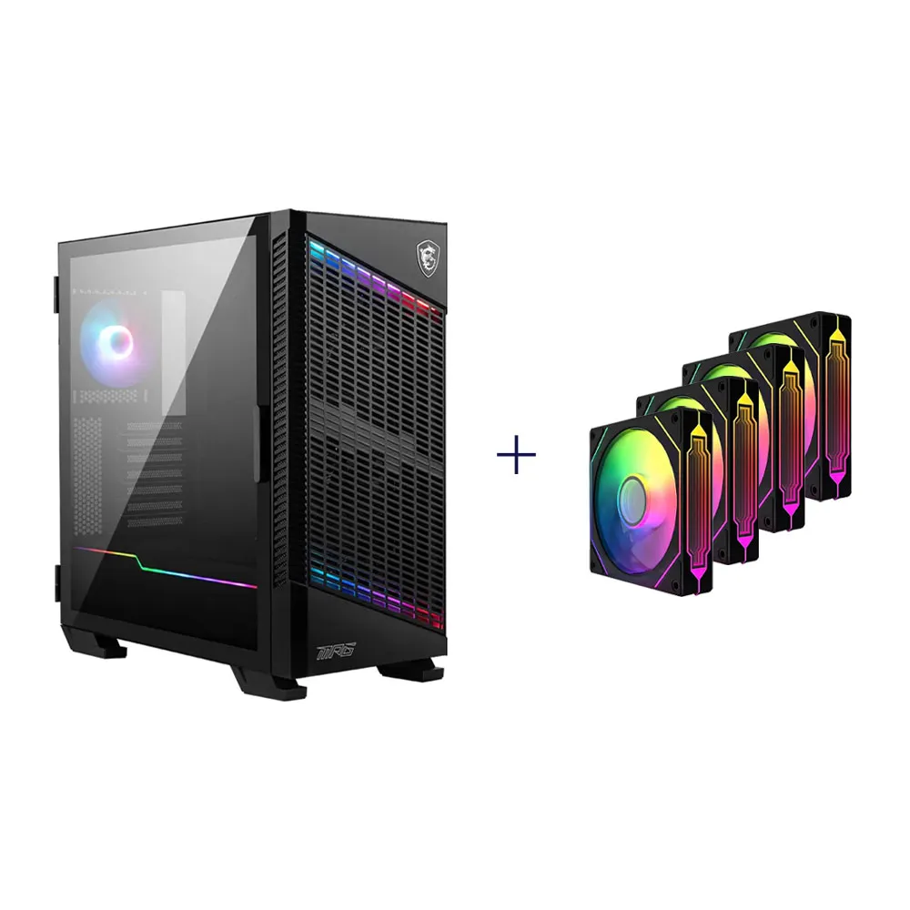 MSI MPG Velox 100L Airflow Premium Gaming With 4 Fans, System Airflow, Side Air Vents, 360mm Radiator Support, Type-C - Black