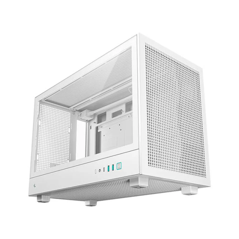 DeepCool CH260 Micro-ATX Computer Case, Up to 360mm Radiator, Up to 6x 120mm Fan Support, Tempered Glass Side Panel, Wraparound Mesh Panels - White