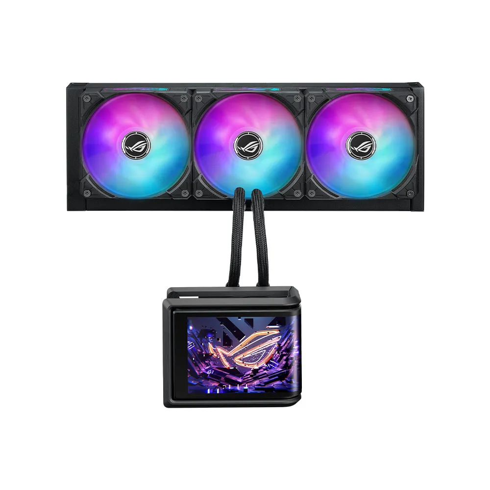 ASUS ROG RYUO IV SLC 360 ARGB, 2K AMOLED Curved Screen Liquid Heatsink for 3D Effects, ARGB Fans, l LGA 1851 and 1700 and AMD AM5 and AM4 - Black
