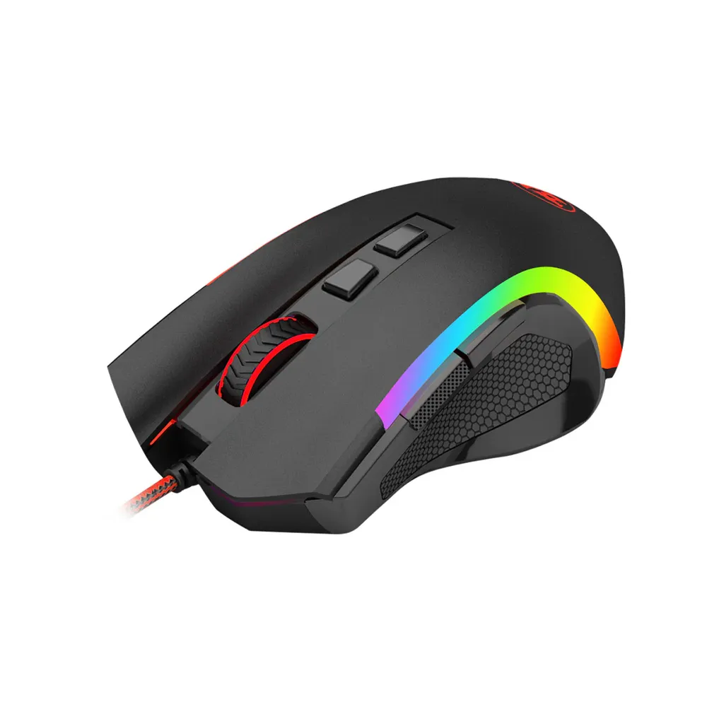 Redragon M607 Griffin Gaming Mouse, 7200 DPI Optical Sensor, RGB, 7 Programmable Buttons, Integrated Memory, 10 Million Clicks - Black