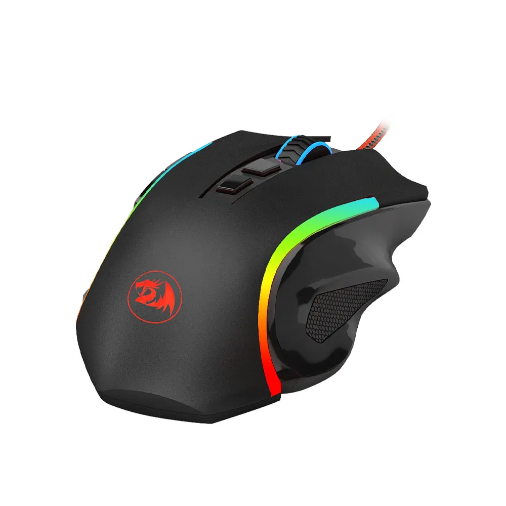 Redragon M607 Griffin Gaming Mouse, 7200 DPI Optical Sensor, RGB, 7 Programmable Buttons, Integrated Memory, 10 Million Clicks - Black