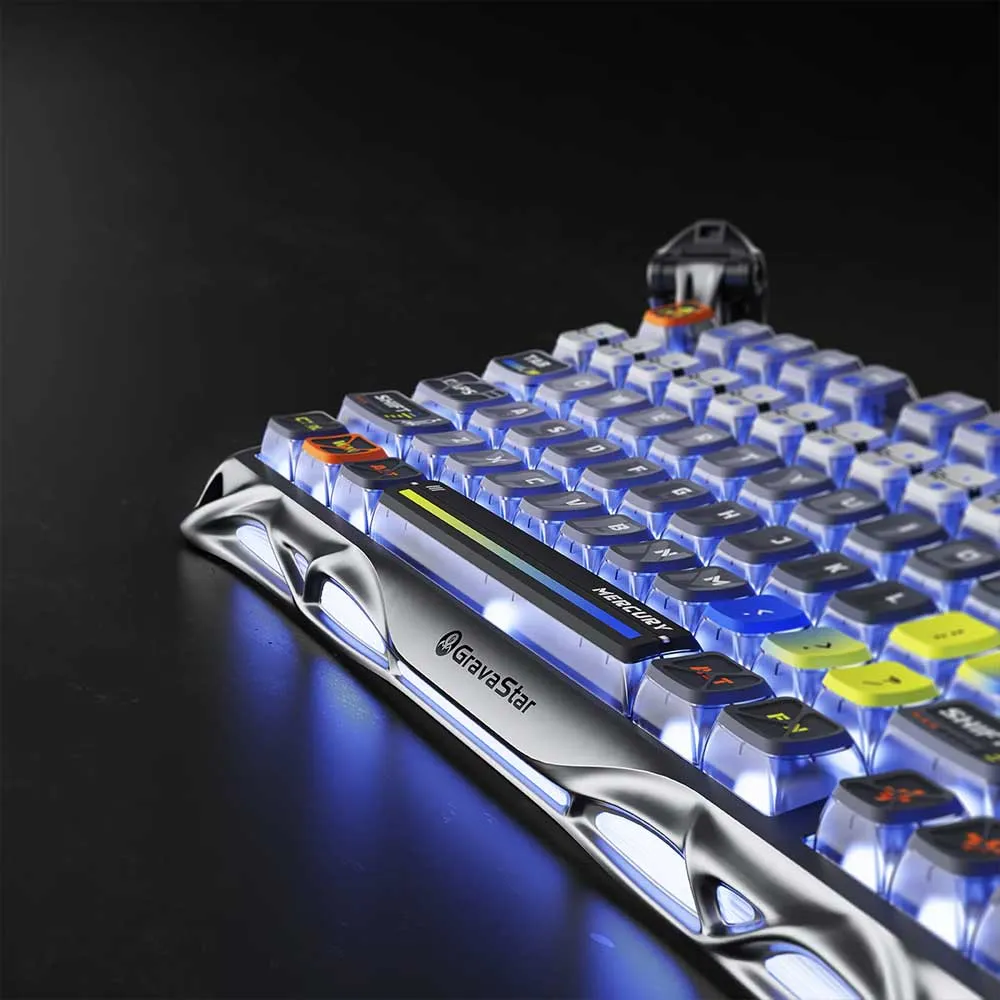 GravaStar Mercury K1 Pro Gaming Keyboard 75% Mechanical, Hot-Swappable Linear Switches - Interstellar Silver