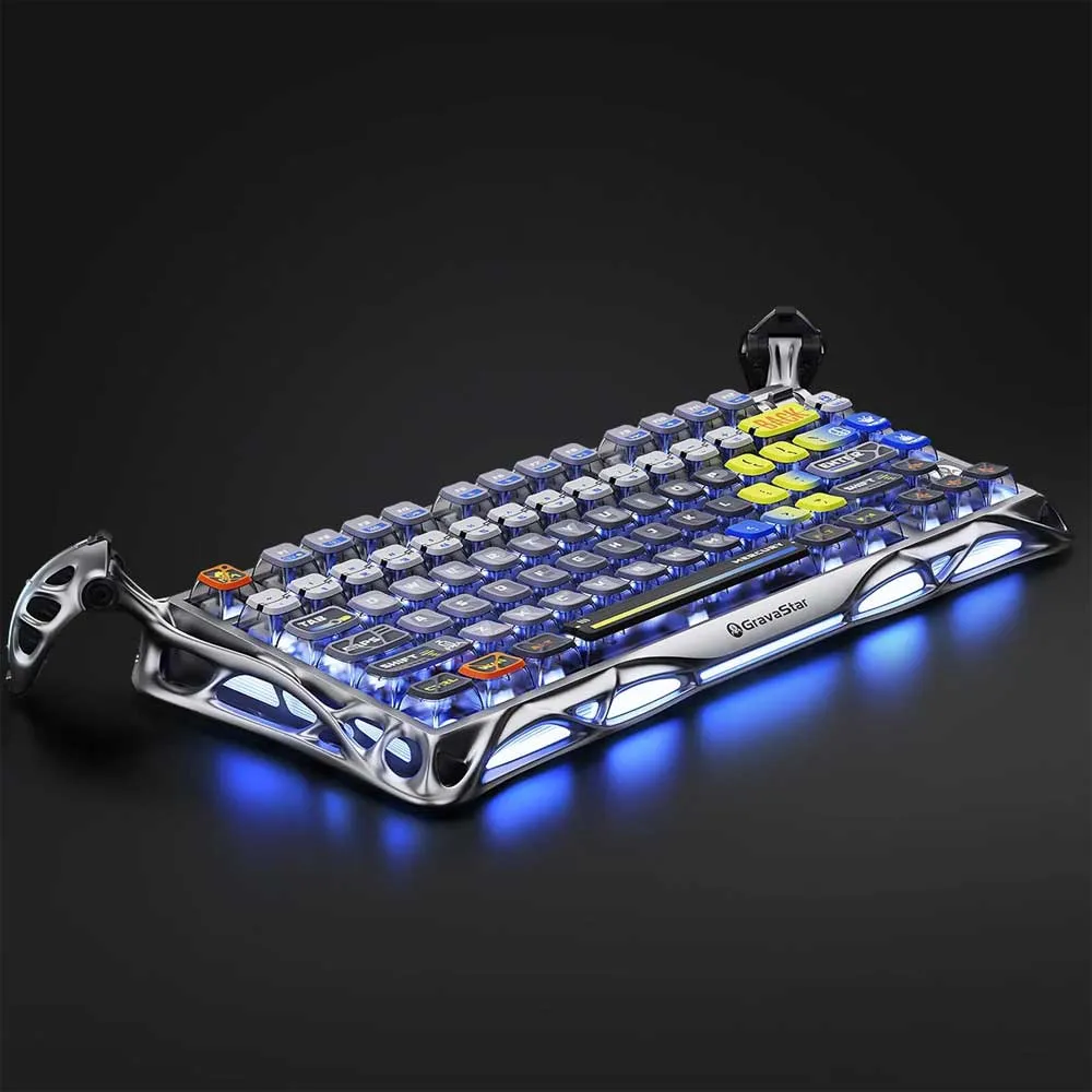 GravaStar Mercury K1 Pro Gaming Keyboard 75% Mechanical, Hot-Swappable Linear Switches - Interstellar Silver