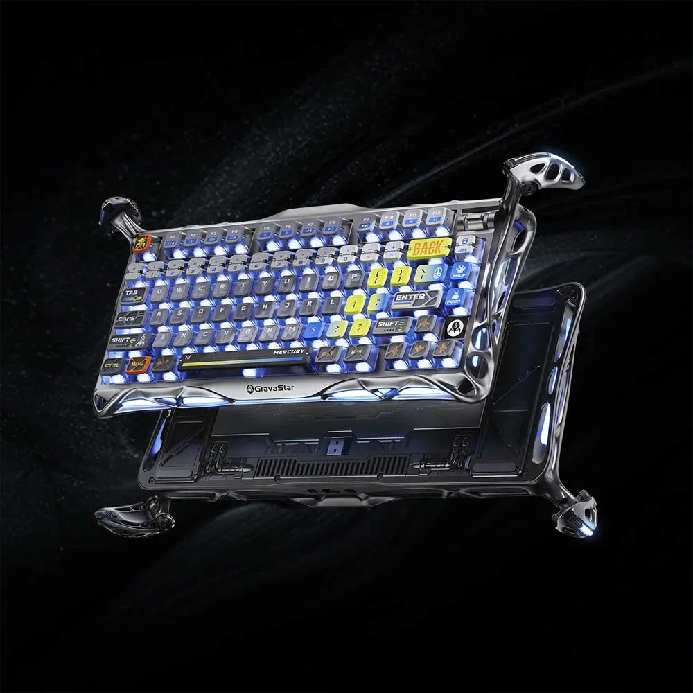 GravaStar Mercury K1 Pro Gaming Keyboard 75% Mechanical, Hot-Swappable Linear Switches - Interstellar Silver