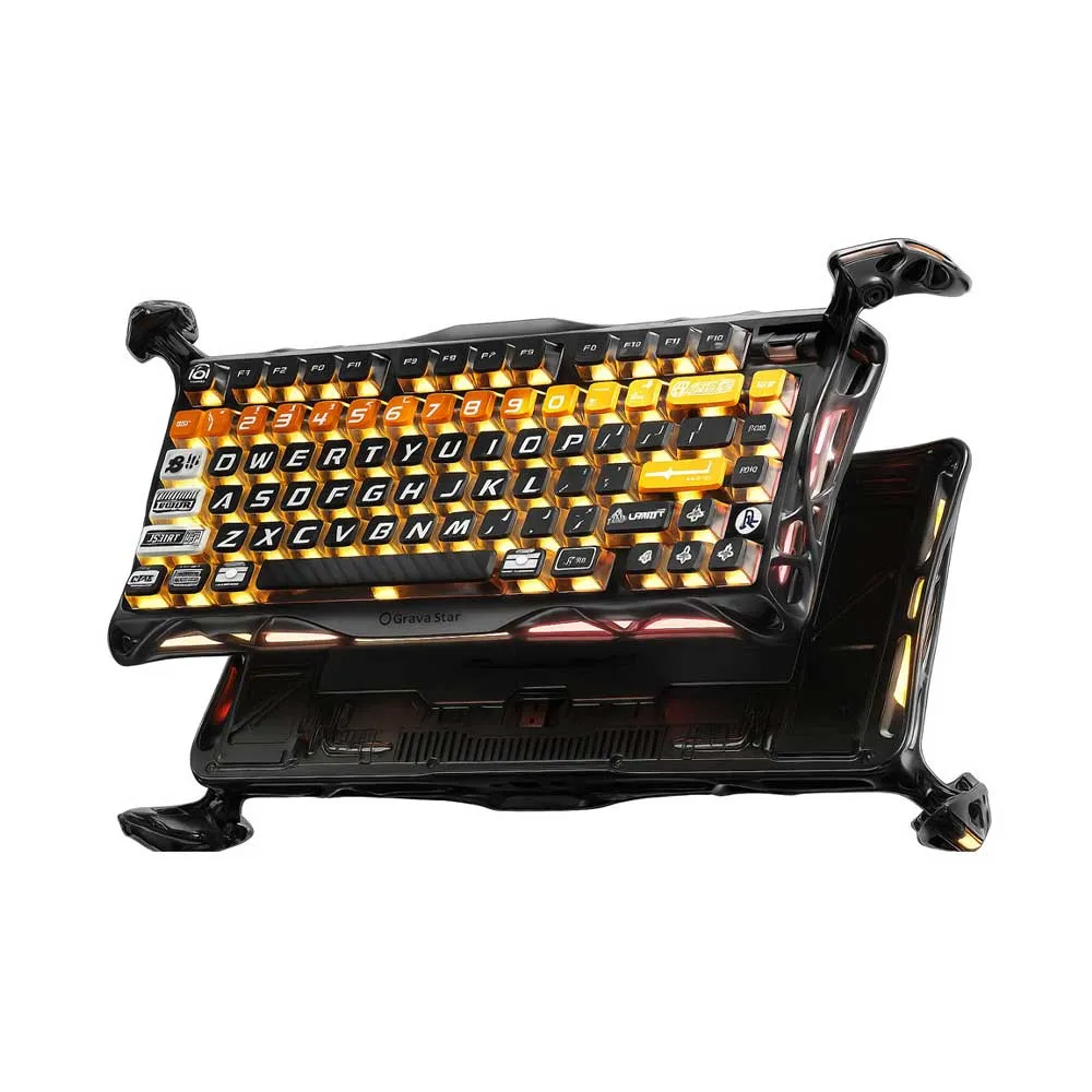 GravaStar Mercury K1 Pro 75% Layout RGB Custom Keyboard, Aluminum Alloy Matte Black Frame with Phoenix-Inspired Keycaps, Hot-Swappable Linear Switches – CyberFlare