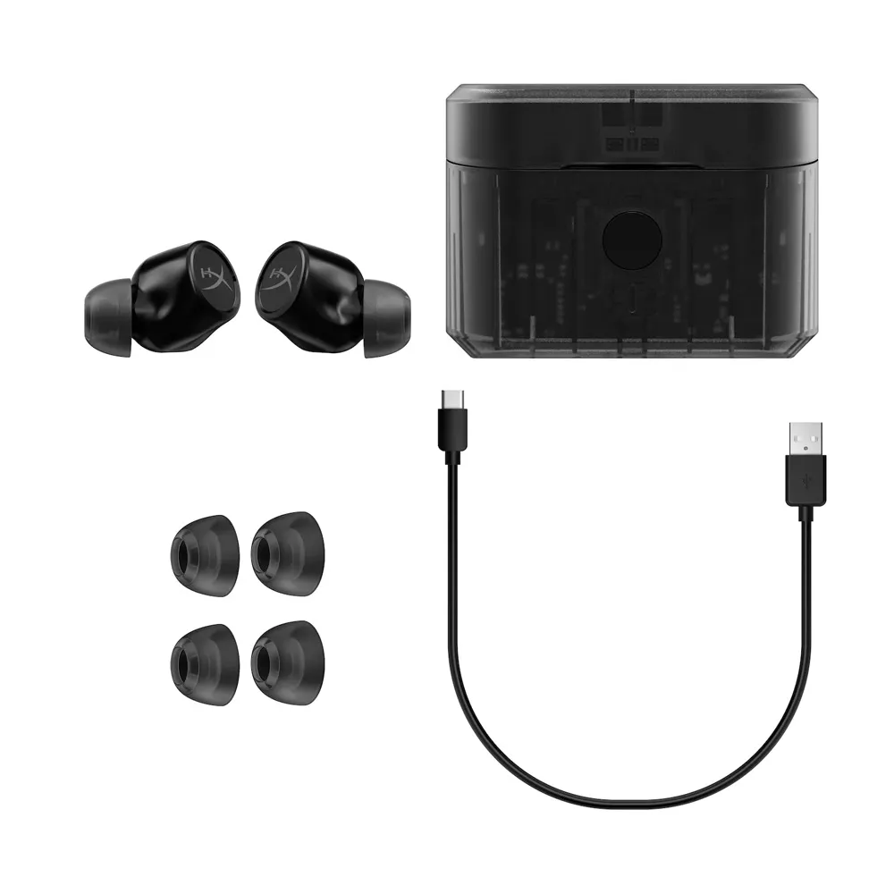 HyperX Cirro Buds Pro, True Wireless Earbuds, Active Noise Cancellation, Bluetooth 5.2, Fast Charge, PC, Nintendo Switch, Mobile - Black