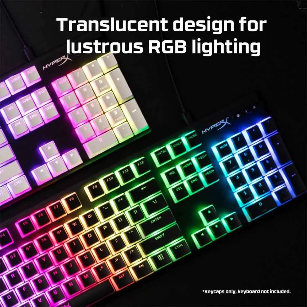 HyperX Pudding Keycaps - Double Shot PBT Keycap Set with Translucent Layer, for Mechanical Keyboards, Full 104 Key Set - Black