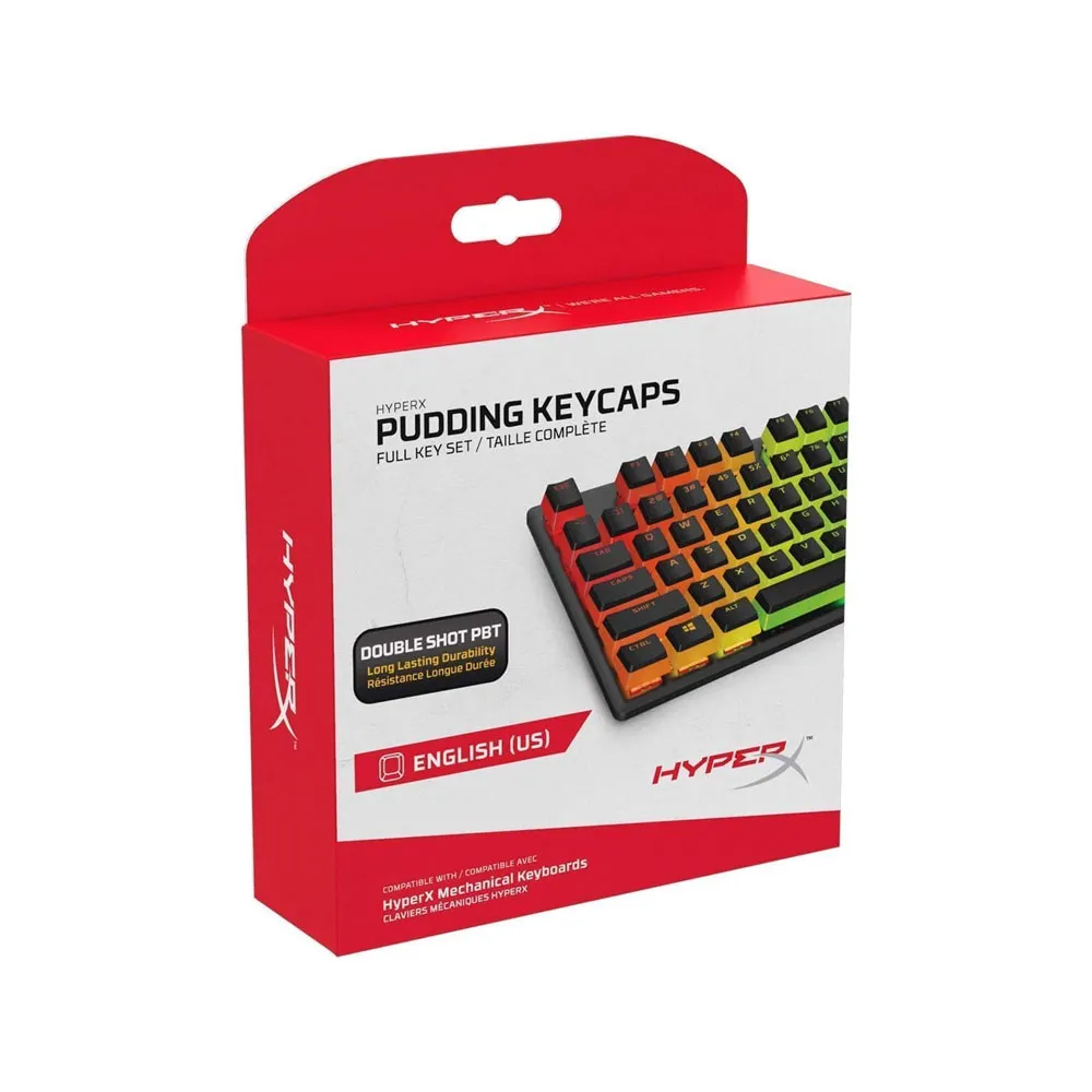 HyperX Pudding Keycaps - Double Shot PBT Keycap Set with Translucent Layer, for Mechanical Keyboards, Full 104 Key Set - Black