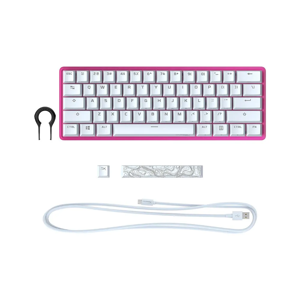 HyperX Alloy Origins 60 Mechanical Gaming Keyboard, Linear Red Switch, Double Shot PBT Keycaps, RGB LED Backlit, NGENUITY Software Compatible, Pink - Open Box