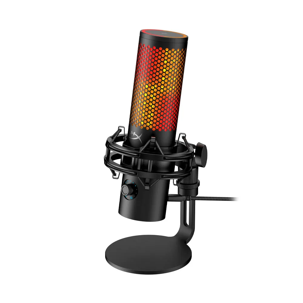 HyperX QuadCast 2 S USB Microphone RGB Lighting, Streaming & Podcasting, On-Board Controls, LED Lighting, Removable Shock Mount, PC, Mac, USB-C - Black