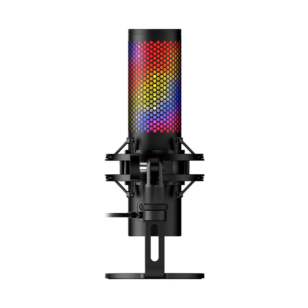 HyperX QuadCast 2 S USB Microphone RGB Lighting, Streaming & Podcasting, On-Board Controls, LED Lighting, Removable Shock Mount, PC, Mac, USB-C - Black