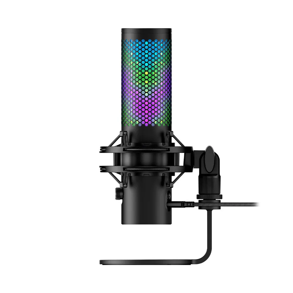 HyperX QuadCast 2 S USB Microphone RGB Lighting, Streaming & Podcasting, On-Board Controls, LED Lighting, Removable Shock Mount, PC, Mac, USB-C - Black