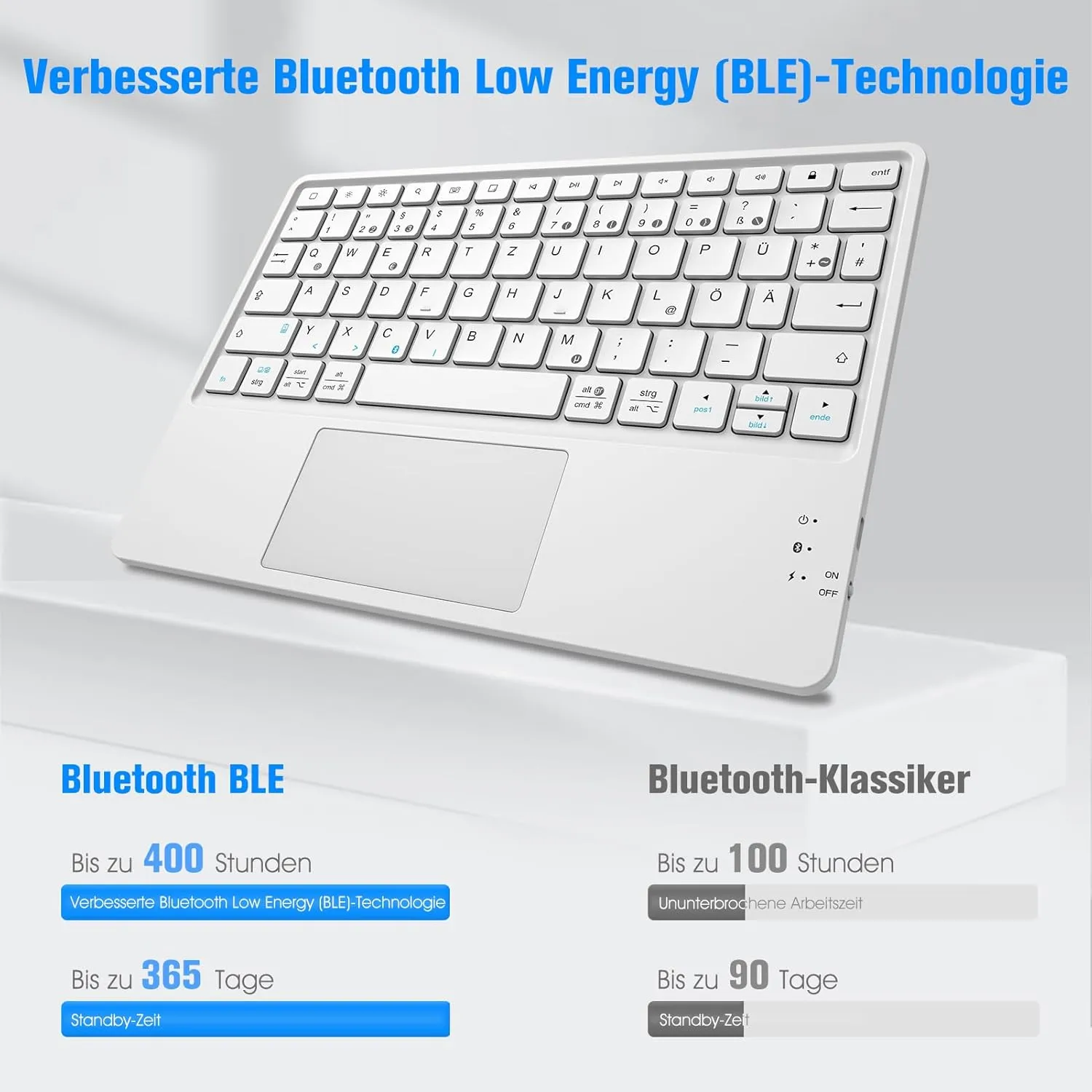 Fintie Wireless Bluetooth Keyboard with Touchpad, German Layout