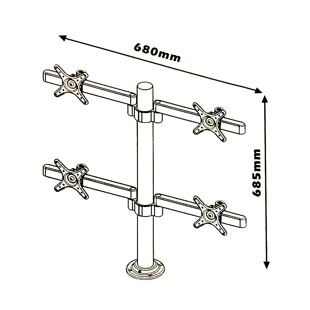 Quad  Monitor Arm Y 448 10 - 27 Inch, 680x685 mm