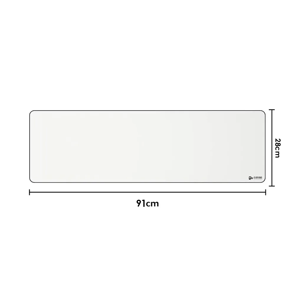 Glorious Extended Gaming Mouse Pad, Long Cloth Mousepad, Stitched Edges, 91x28x0.3cm - White
