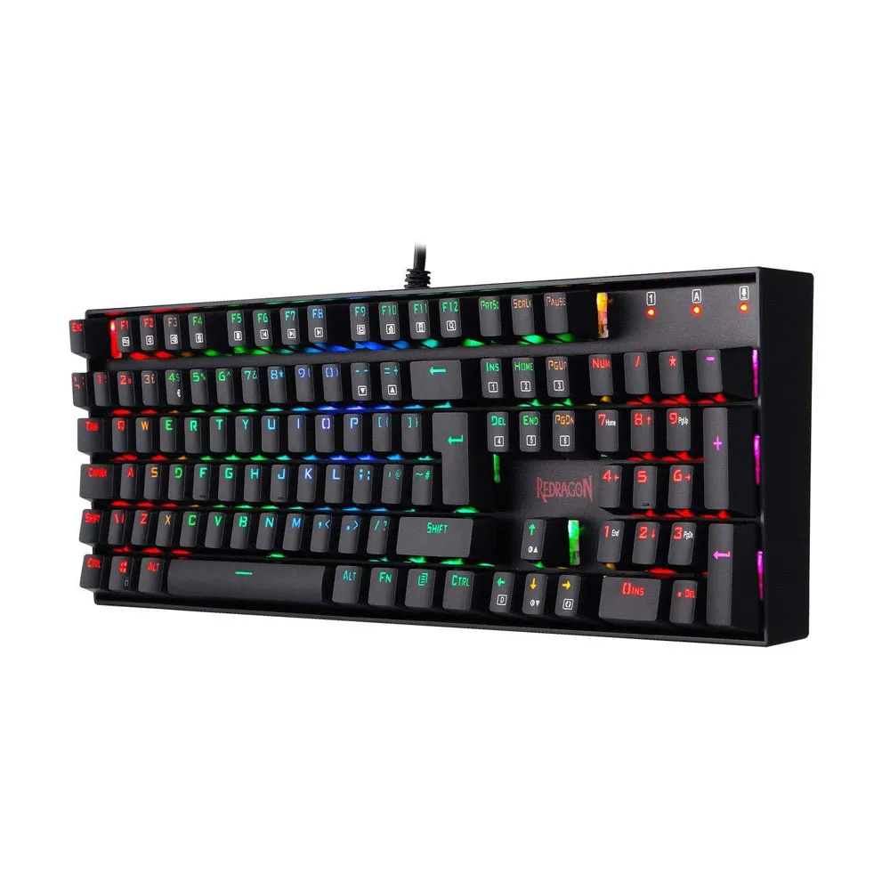 Redragon K551-RGB-MITRa Mechanical Gaming RGB Backlit 104 Key Full Without Conflict 12 Multimedia Keys Winglock PC, Blue switches  - Black