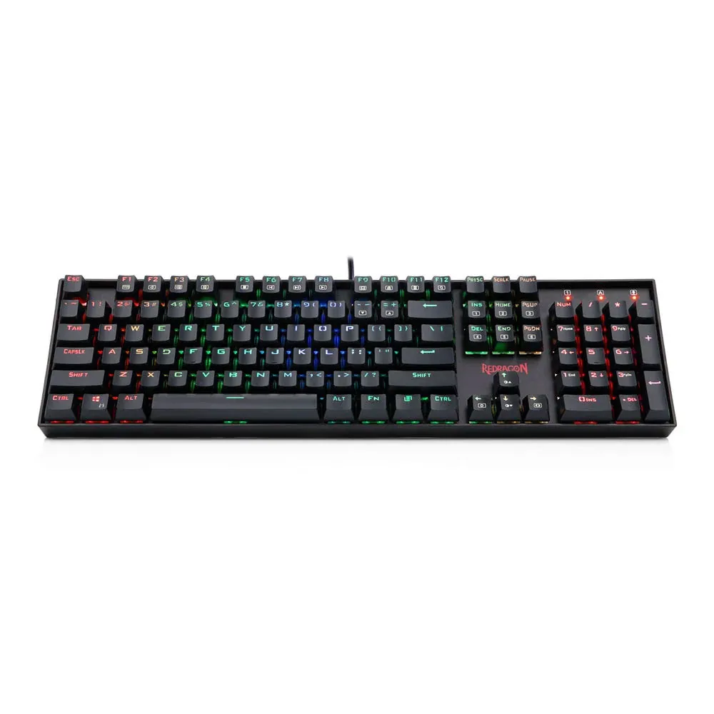 Redragon K551-RGB-MITRa Mechanical Gaming RGB Backlit 104 Key Full Without Conflict 12 Multimedia Keys Winglock PC, Blue switches  - Black