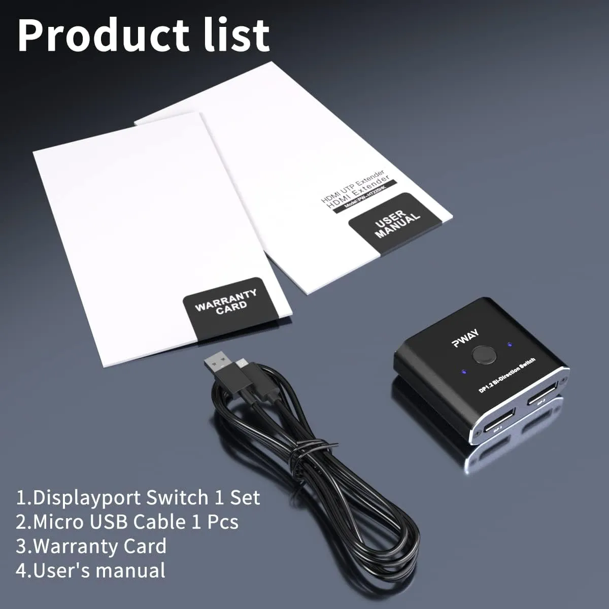 PWAY DisplayPort Switch DP 1.2 Switch Bi-Direction 4K@60Hz Splitter Converter for Multiple Source and Displays