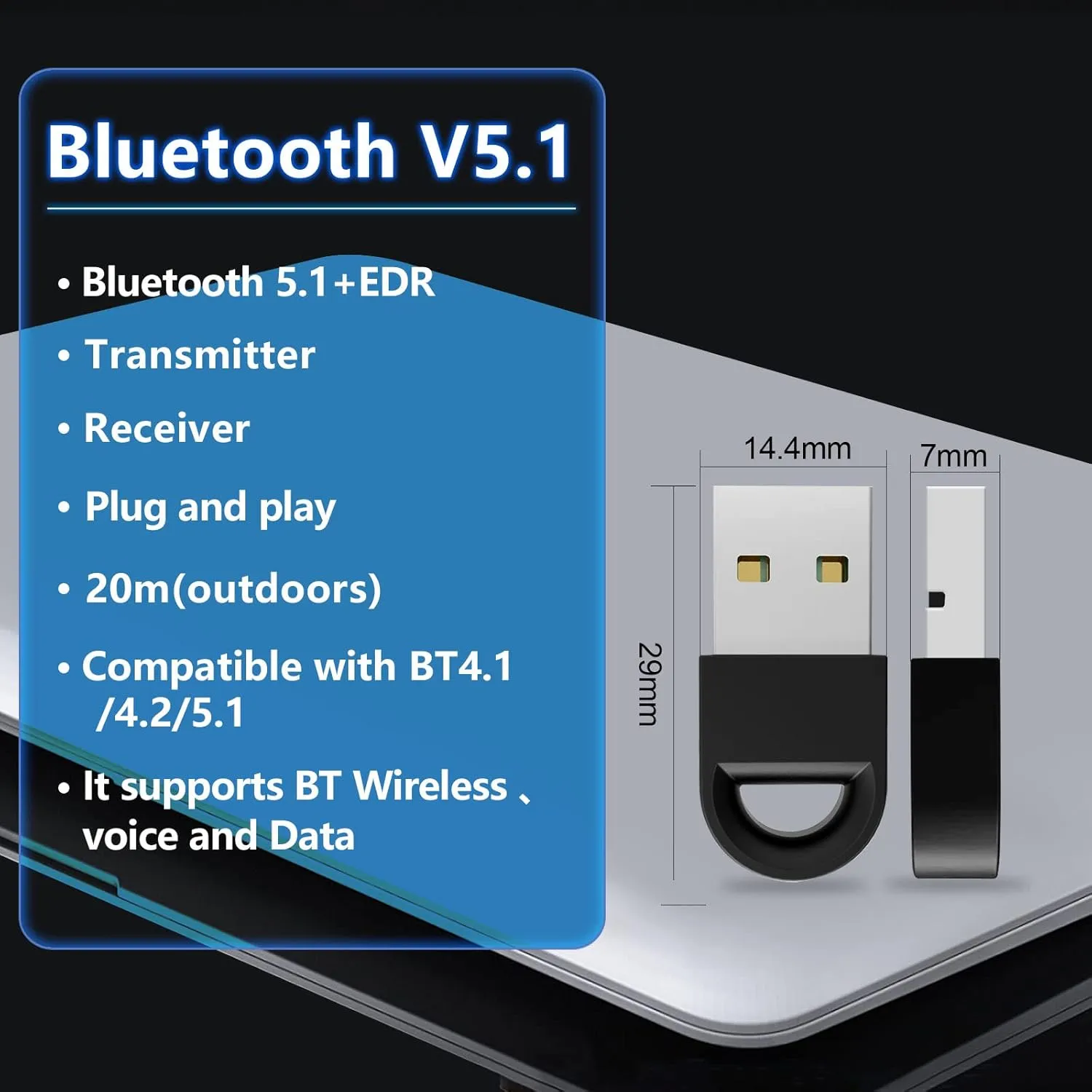 Mini Size USB Bluetooth 5.1 Dongle + EDR