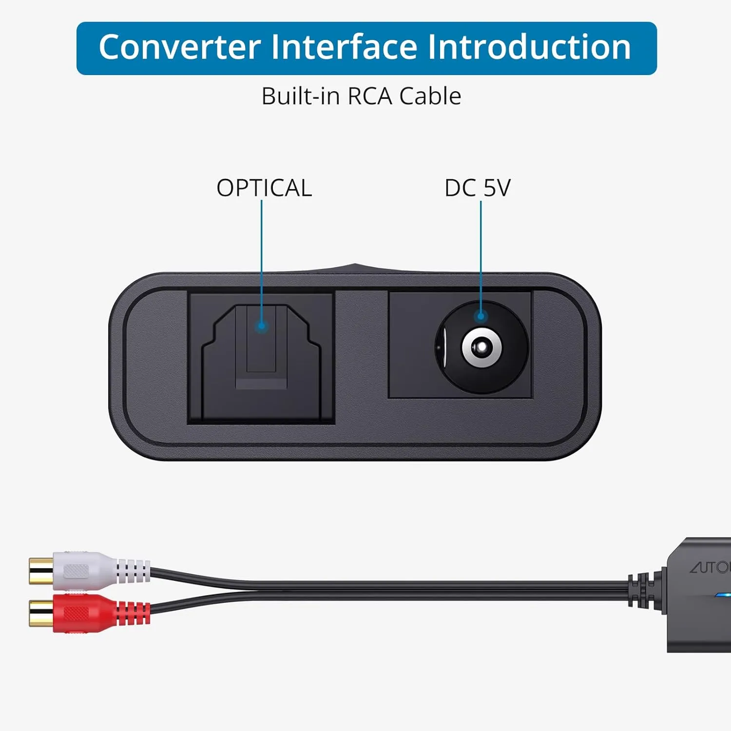 AUTOUTLET EFU058 192kHz Optical to RCA Converter