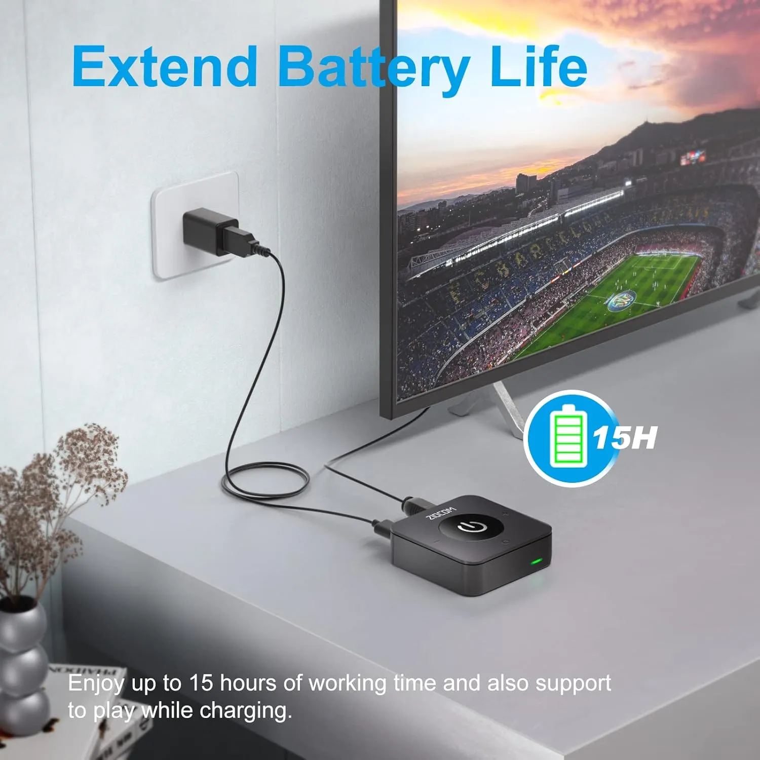 ZIOCOM Bluetooth 5.0 Transmitter Receiver, 2-in-1 Wireless Audio Adapter for TV/PC/ MP3/ Speaker/Home Stereo (Optical, 3.5mm Aux, RCA), Pairs 2 Devices Simultaneously