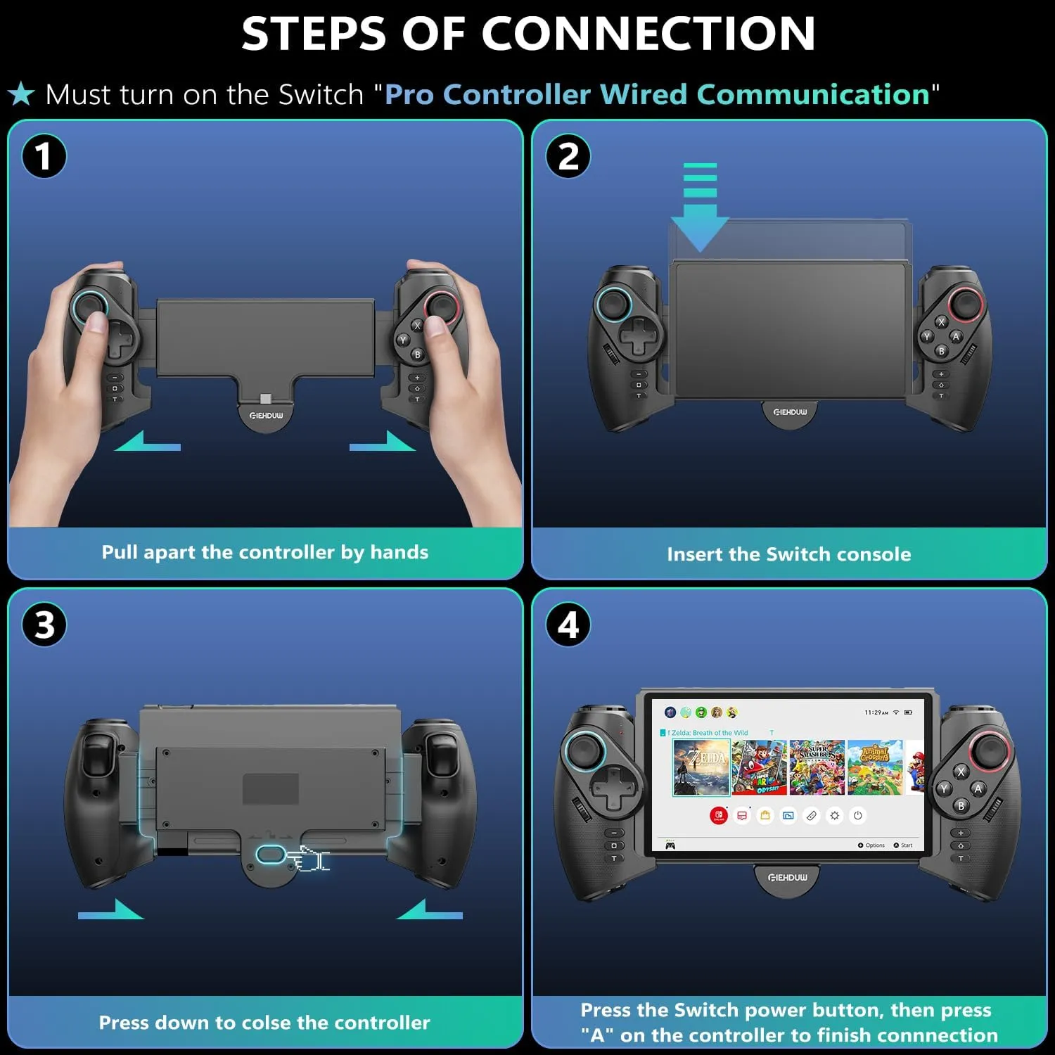 FIEHDUW Retractable Controller Designed for Nintendo Switch / OLED