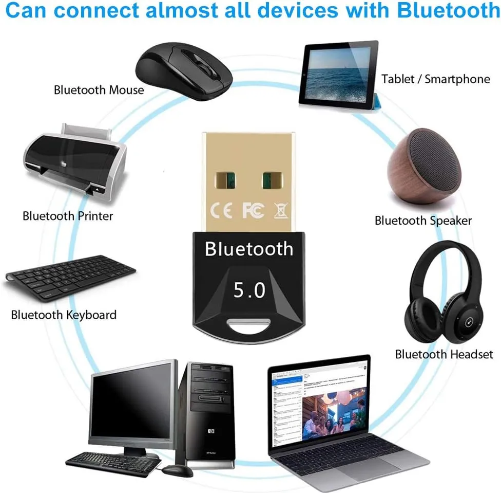 EasyULT Dual Mode USB Bluetooth 5.0 Adapter 20m Range