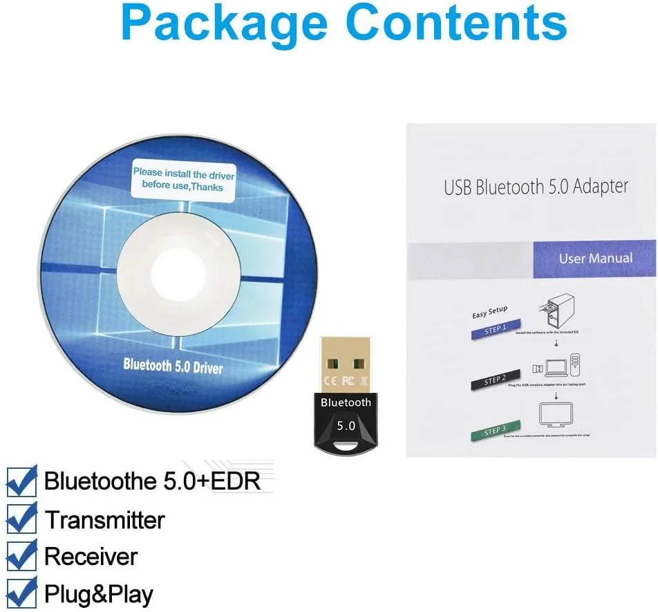 EasyULT Dual Mode USB Bluetooth 5.0 Adapter 20m Range