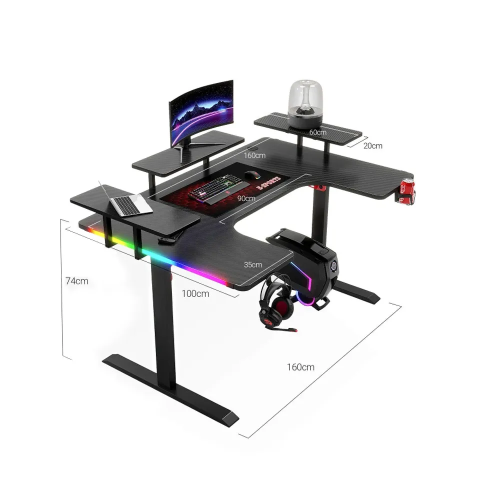 Gaming Desk P203 (160*100*74) 4 Parts - Black
