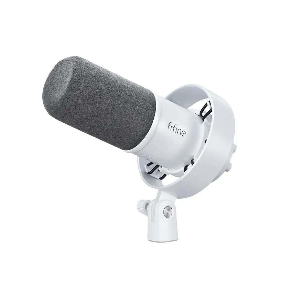 FIFINE Amplitank K688 Dynamic Microphone, XLR/USB Podcast Recording PC Microphone - White