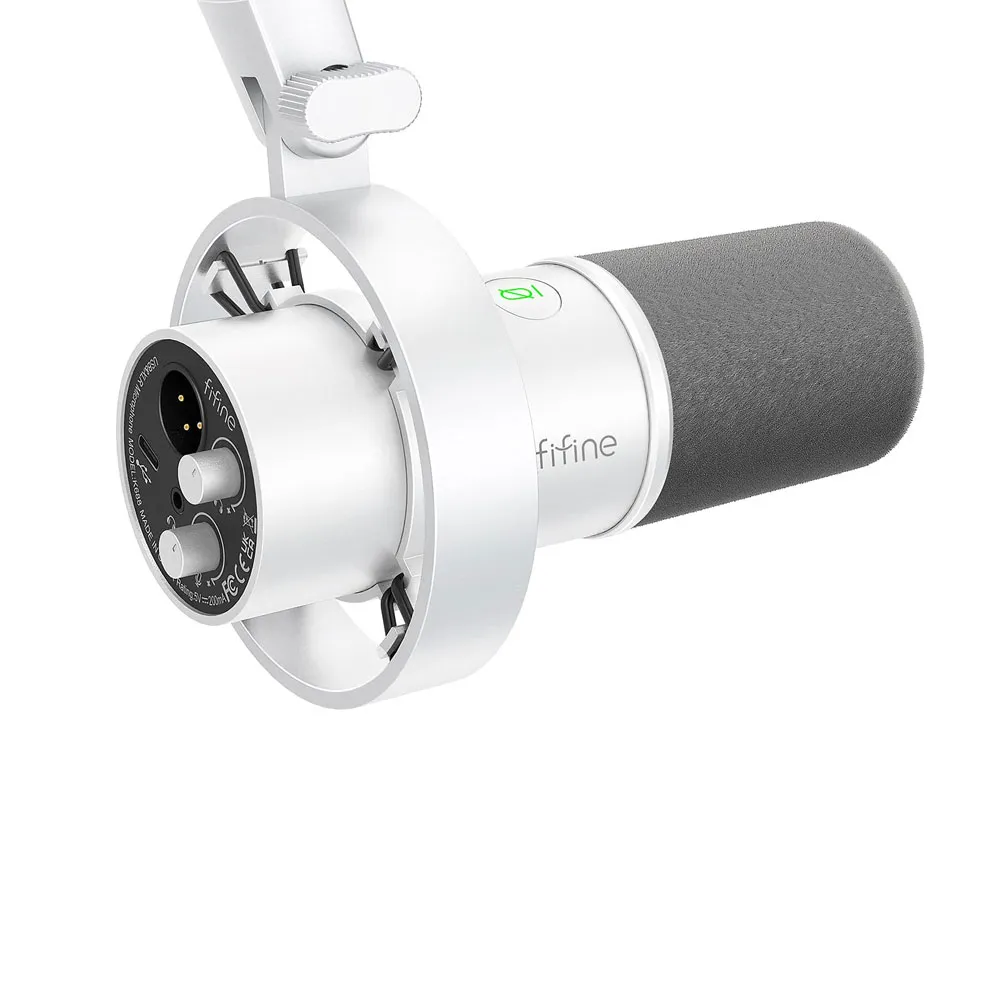 FIFINE Amplitank K688 Dynamic Microphone, XLR/USB Podcast Recording PC Microphone - White