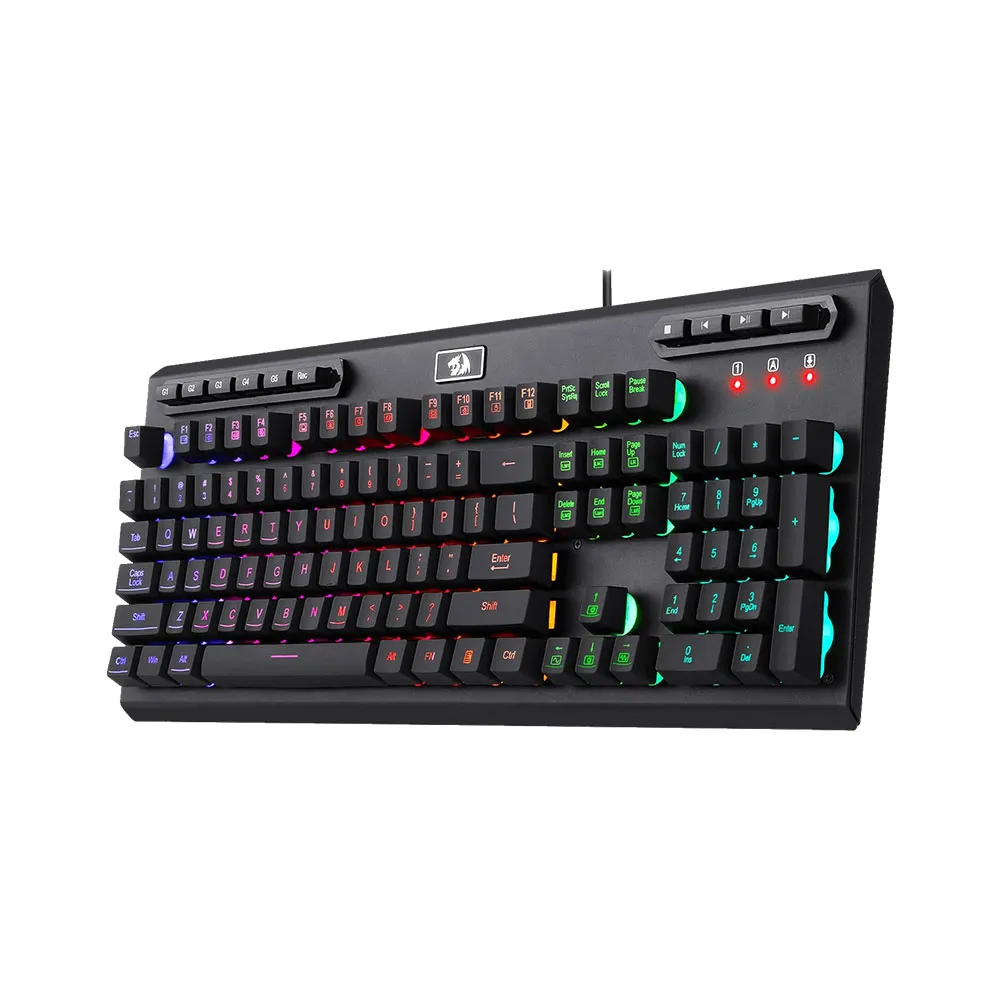 Redragon Aditya K513 Membrane Gaming Keyboard, 104 Keys Full-Size, 6 Preset Modes, 26 Anti-Ghost Keys, US QWERTY - Black