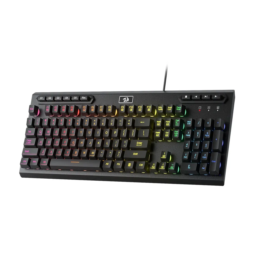 Redragon Aditya K513 Membrane Gaming Keyboard, 104 Keys Full-Size, 6 Preset Modes, 26 Anti-Ghost Keys, US QWERTY - Black