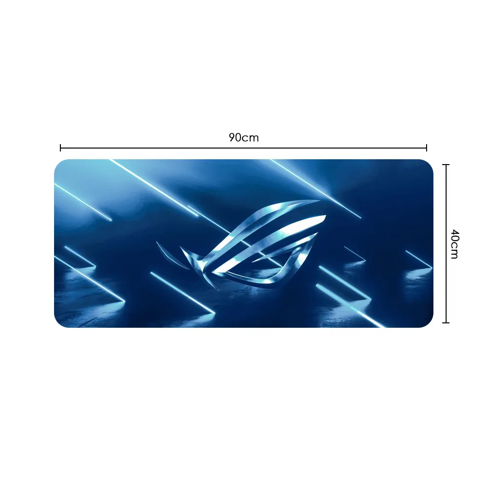 Gaming Mouse Pad, 90X40cm Large Computer Mouse Mat With Asus Rog Strix Logo, For Desktop, Non-slip Rubber Base Water Resistant Stitched Edge - Blue