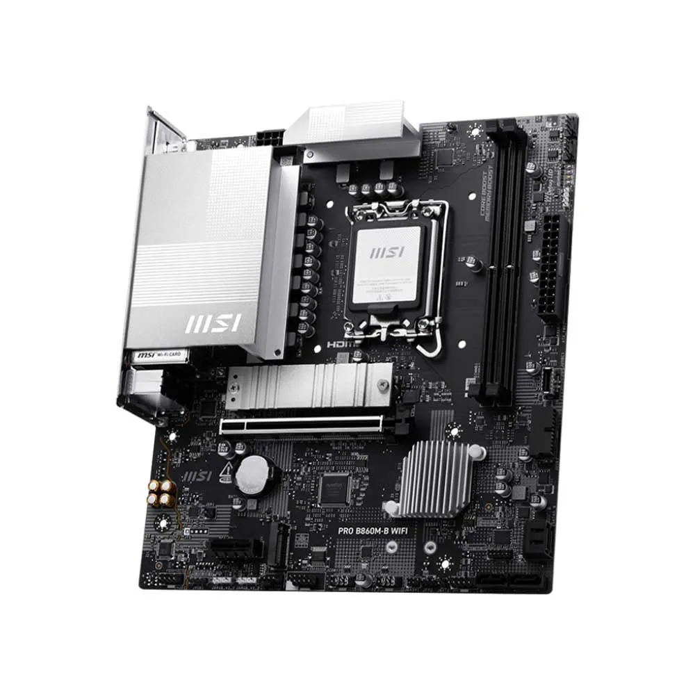MSI PRO B860M-B Motherboard, mATX, LGA 1851 - Direct 6 Phases, DDR5 Memory Boost (9066+ MT/s OC), PCIe 5.0 x16, M.2 Gen5, 5G LAN