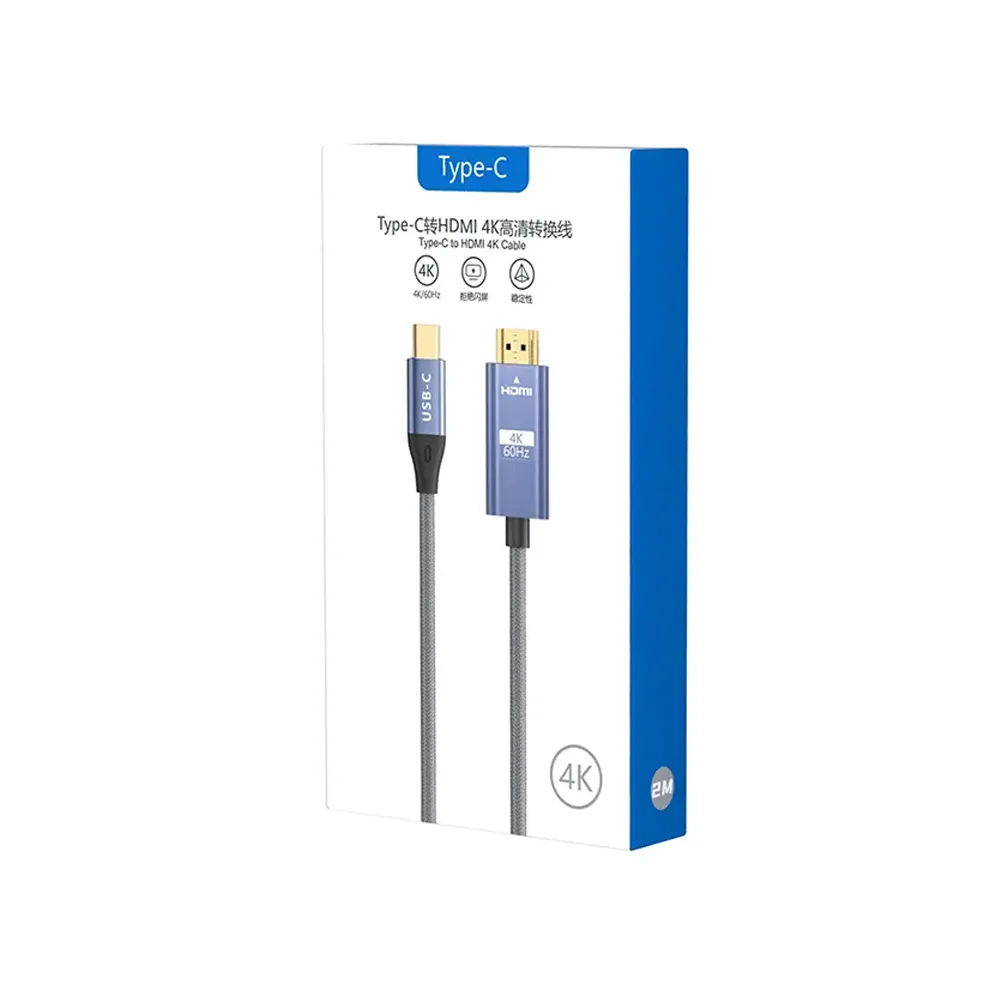 High Quality 4K @60Hz Type C to HDMI USB Cable Adapter Thunderbolt 3 Compatible HDMI Cable for Phone to TV USB C to HDMI Cable