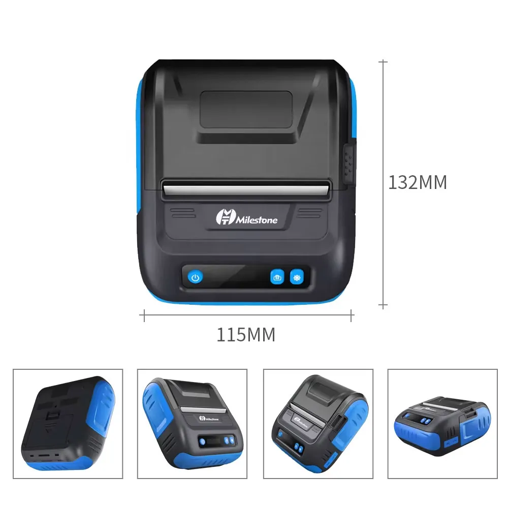 MHT-P29L Portable 80mm Thermal Label Printer Bluetooth Receipt Printer Machine Supports iOS and Android Mobile App Pocket Printer
