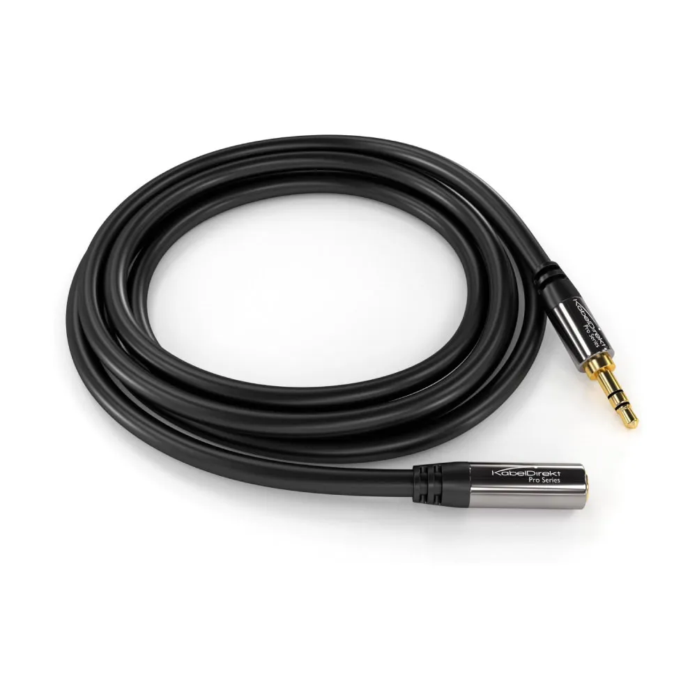 KabelDirekt 5m Headphone Extension Cable, Elongation - 3.5mm Socket Extra Audio Cable, Plug/Plug Plug, and Indestructible Metal Housing, Perfect for Headphones