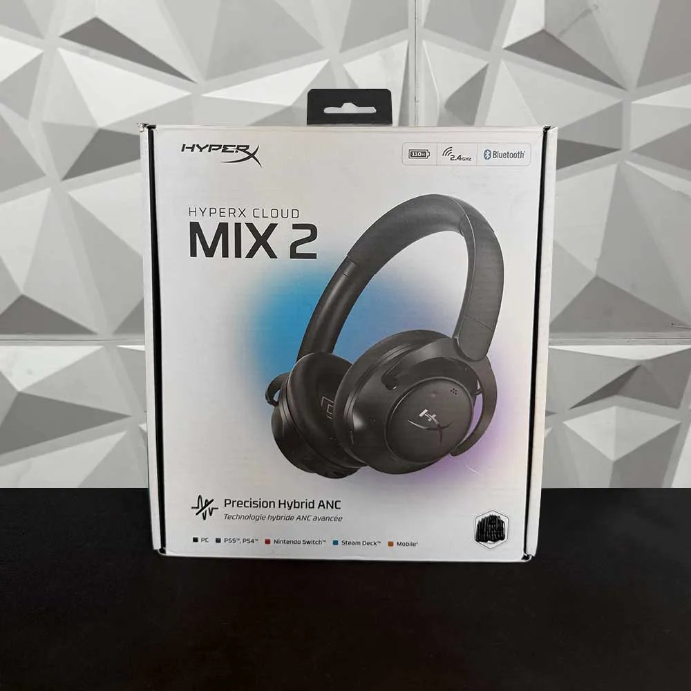 HyperX Cloud Mix 2 – Dual Wireless Over-Ear Headphones with ANC, 2,4GHz dongle, Bluetooth 5.3, PC, PS5, Nintendo Switch, Steam Deck, Mobile, USB-C - Used