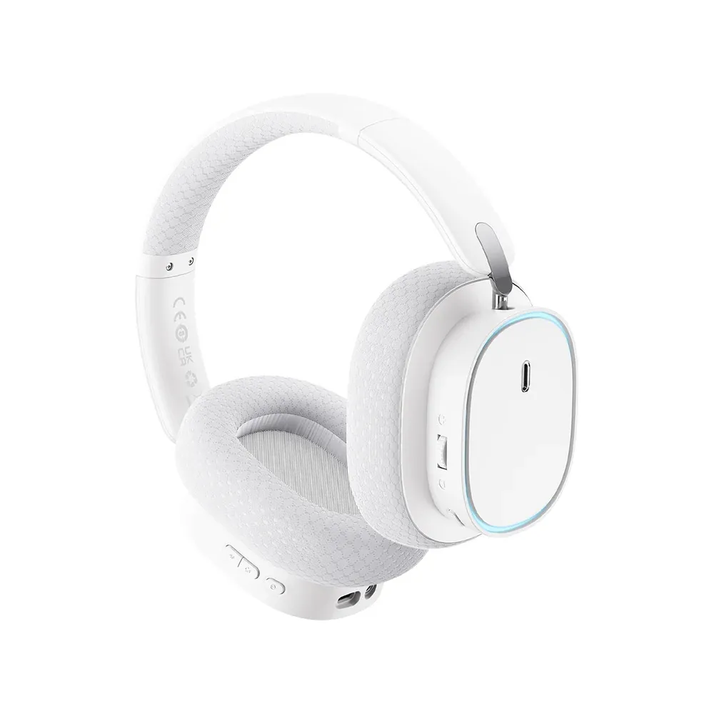 Baseus AeQur GH02 Bluetooth 5.3 Headphones, 3 Connectivity Modes, 2.4G/Wireless/Cable, Detachable Earbuds with Microphone, Gaming Headset