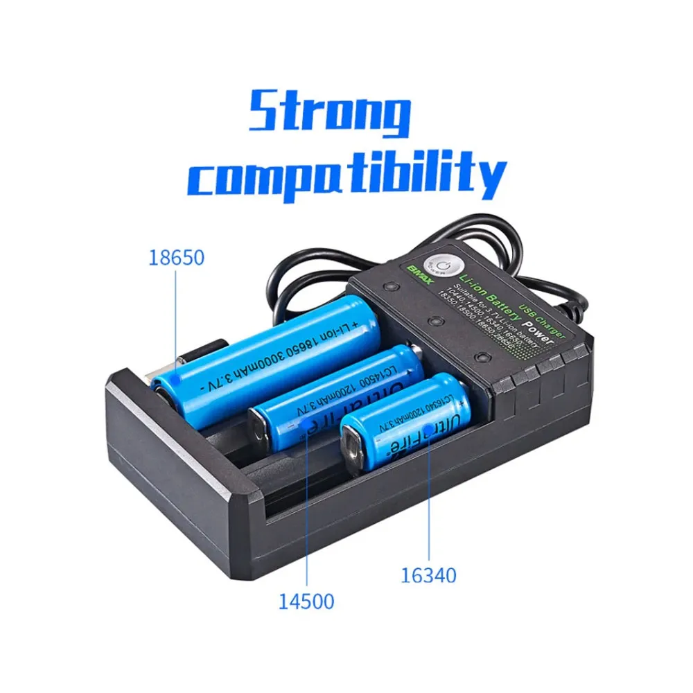 BMAX 18650 3 Slot USB Charging Seat 3.7/4.2V Independent Lithium Battery Charger