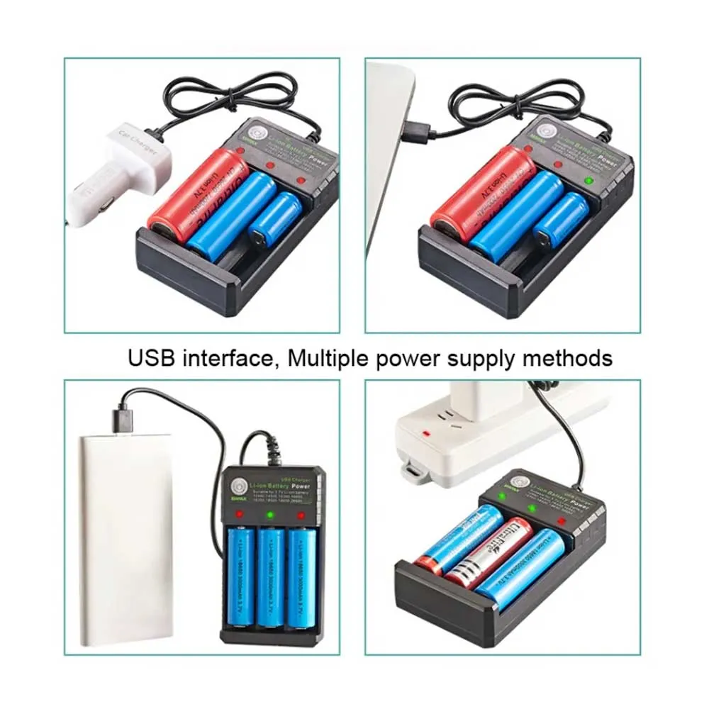 BMAX 18650 3 Slot USB Charging Seat 3.7/4.2V Independent Lithium Battery Charger