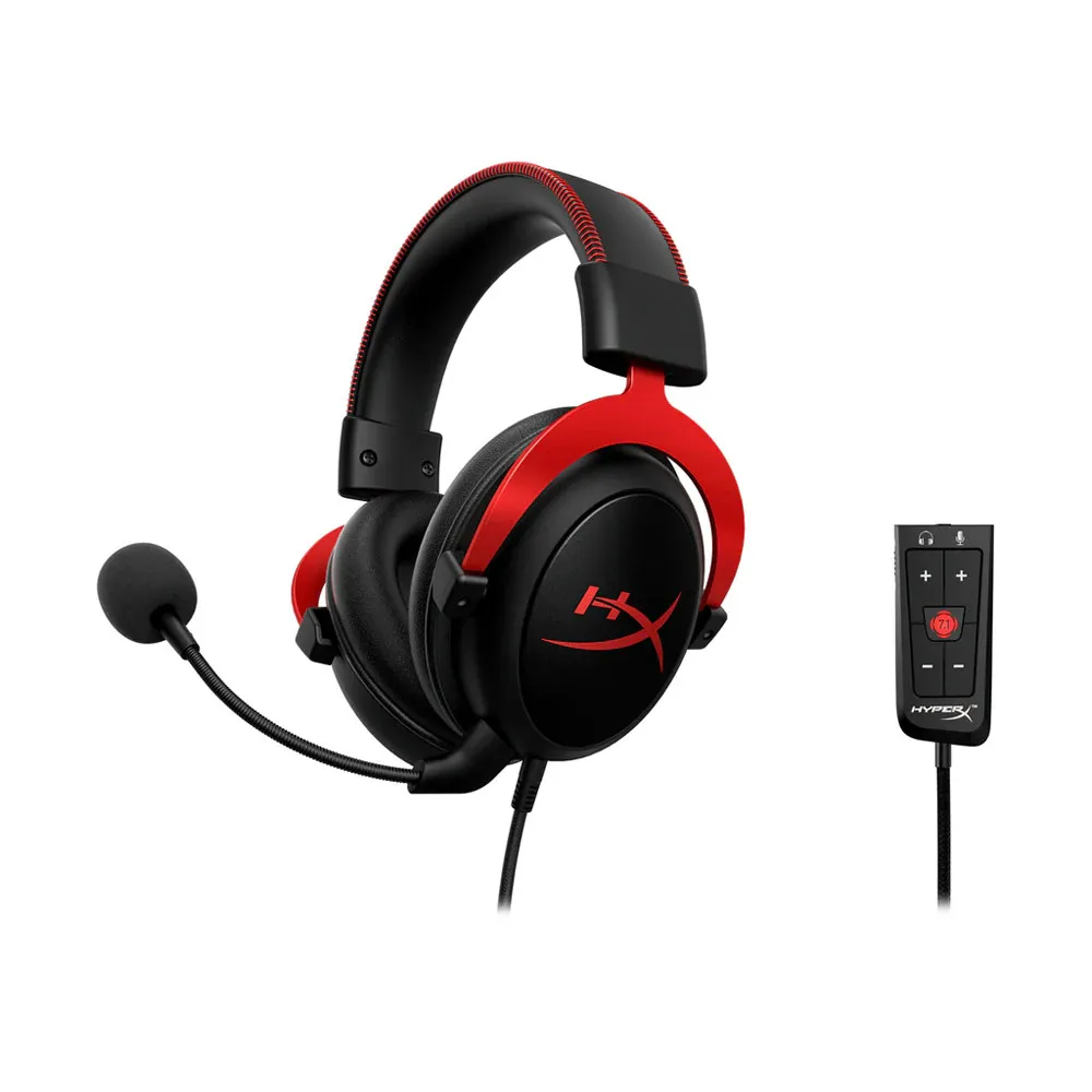 HyperX Cloud II –Wired Gaming Headset, 7.1 Surround Sound, Multi-Platform - Black & Red
