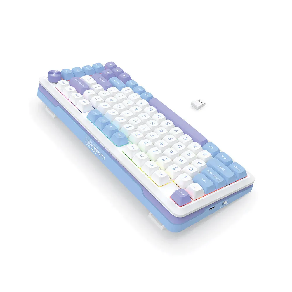 Redragon K681MG Cyrus Pro RGB Dual Mode Wireless 2.4G, Bluetooth & Wired 75%, Hot-Swappable Mechanical Keyboard With Knob - Purple