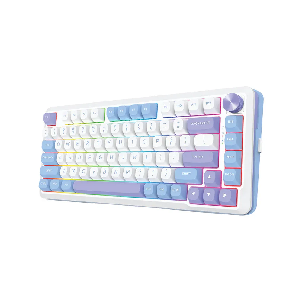 Redragon K681MG Cyrus Pro RGB Dual Mode Wireless 2.4G, Bluetooth & Wired 75%, Hot-Swappable Mechanical Keyboard With Knob - Purple