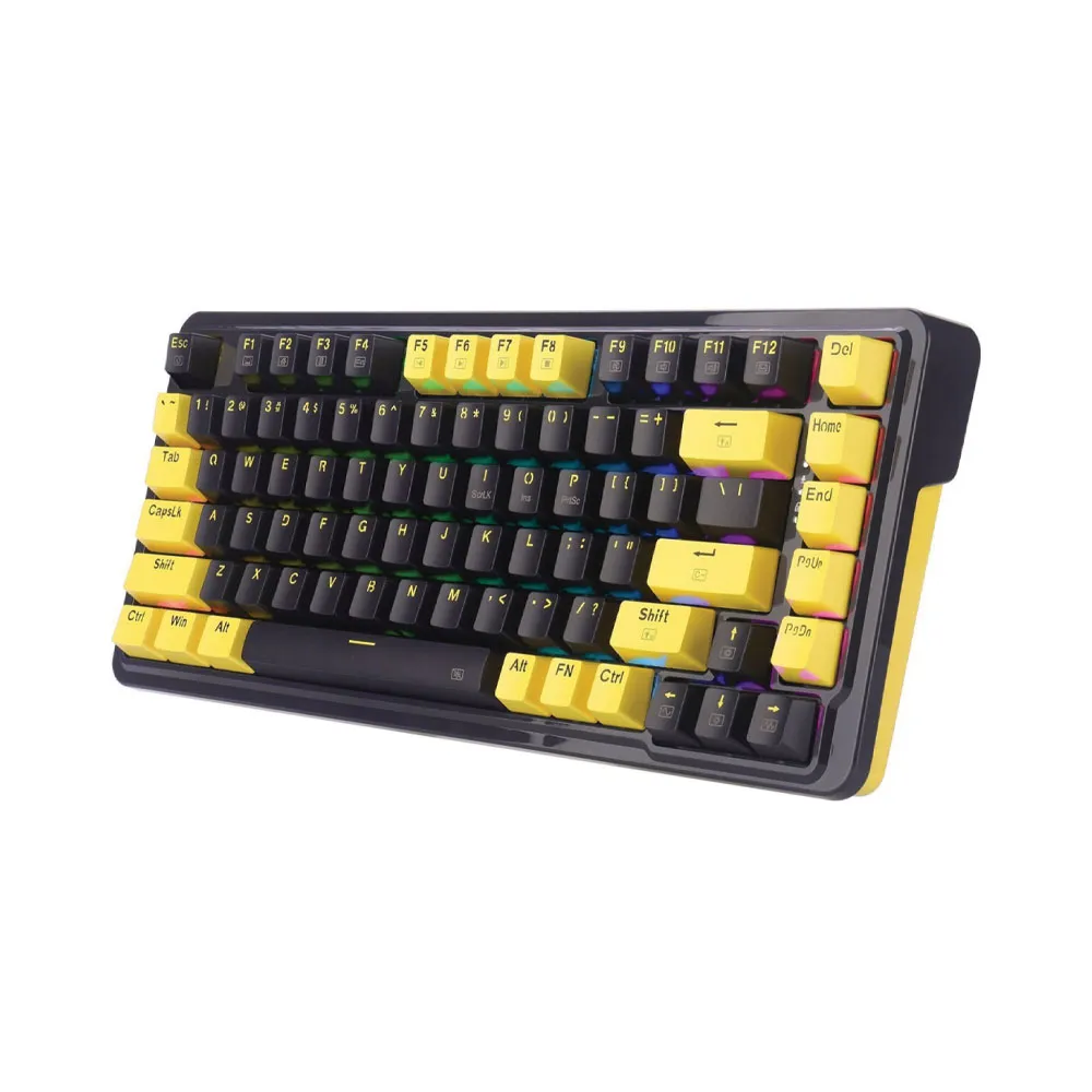 Redragon ELF K649PY-RGB 75% Wired Gasket RGB Gaming Keyboard, 82 Keys, Hot-Swap, Mechanical, Gold-Melt Switches