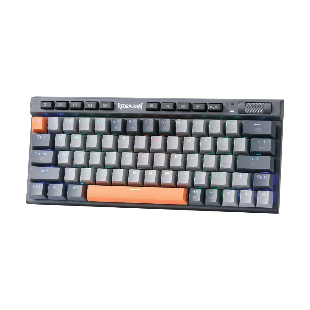 Redragon K634GG-RGB-PRO Traric Pro Gaming Keyboard (English - 3 Modes) Red Switch - Grey