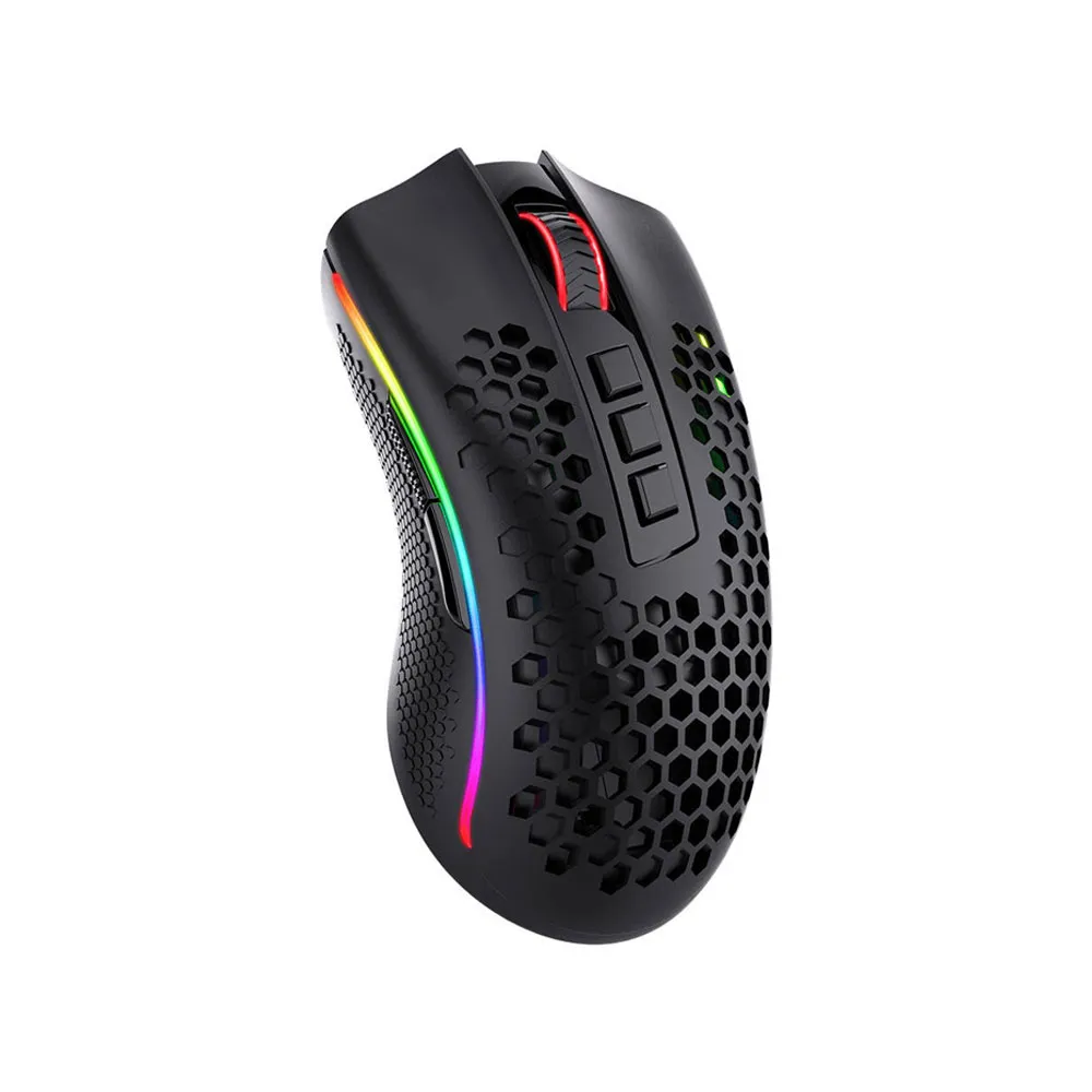 Redragon M808-KS Storm Pro USB 2.4G Wireless Gaming Mouse, RGB Honeycomb Form, 16,000 DPI Optical Sensor, 85g, Programmable Macro Buttons - Black