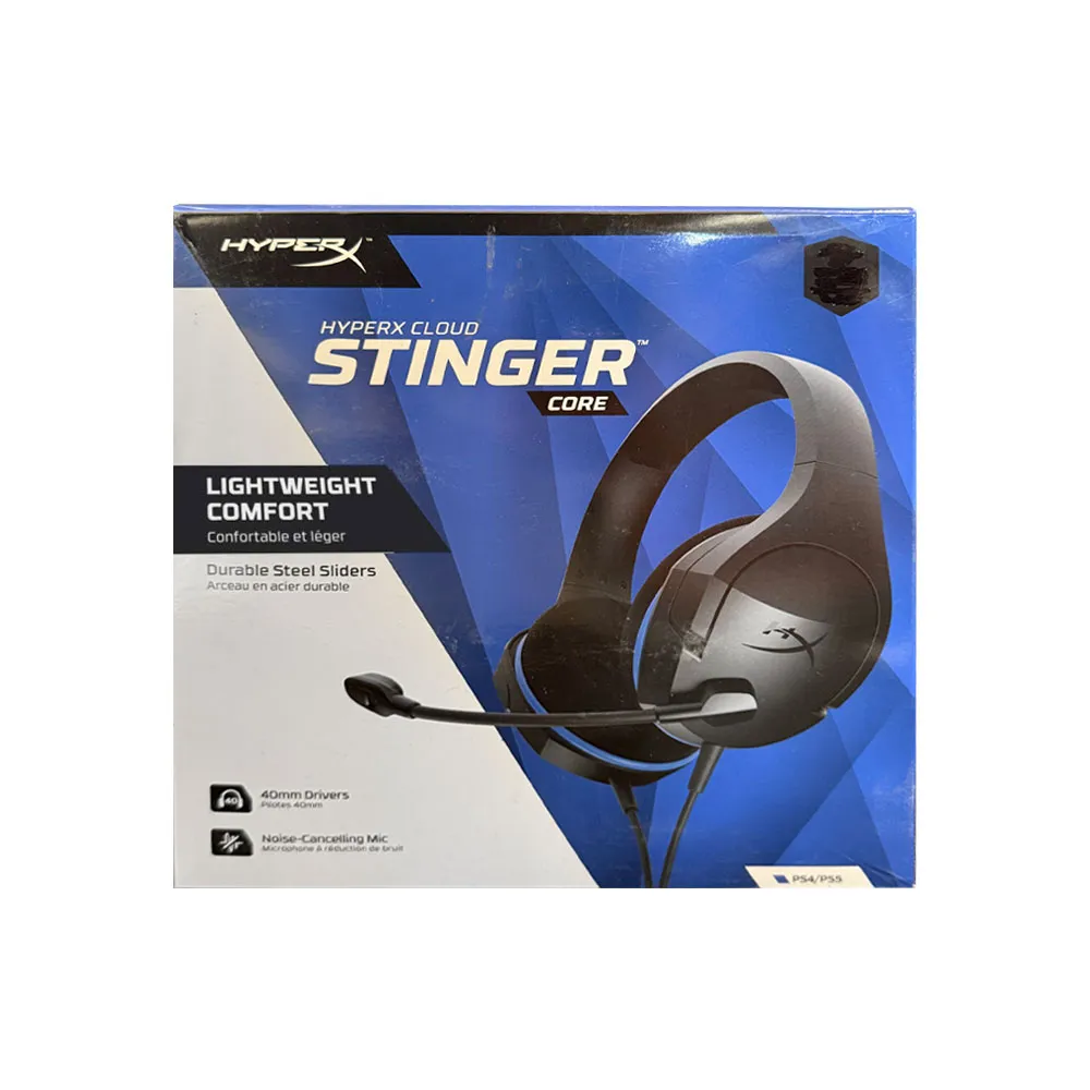 HyperX Cloud Stinger Core Wired Gaming Headset for PlayStation 4 and 5, Passive Noise Cancelling, In-Line Audio Control - Black - Open Box