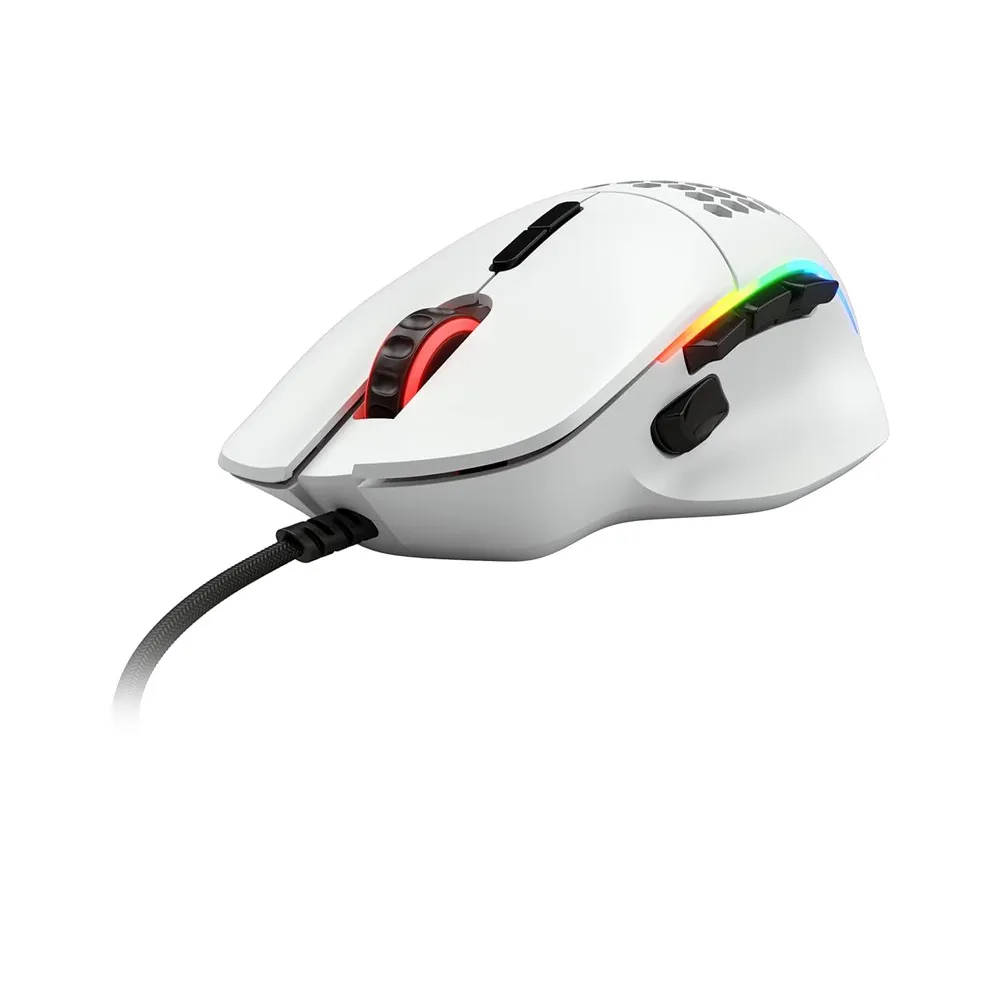 GLORIOUS Model I Ergonomic Gaming Mouse, 9 Programmable Buttons, 9 Button Configurations, Ultralight Weight, CORE RGB Lighting, 19000 DPI - Matte White